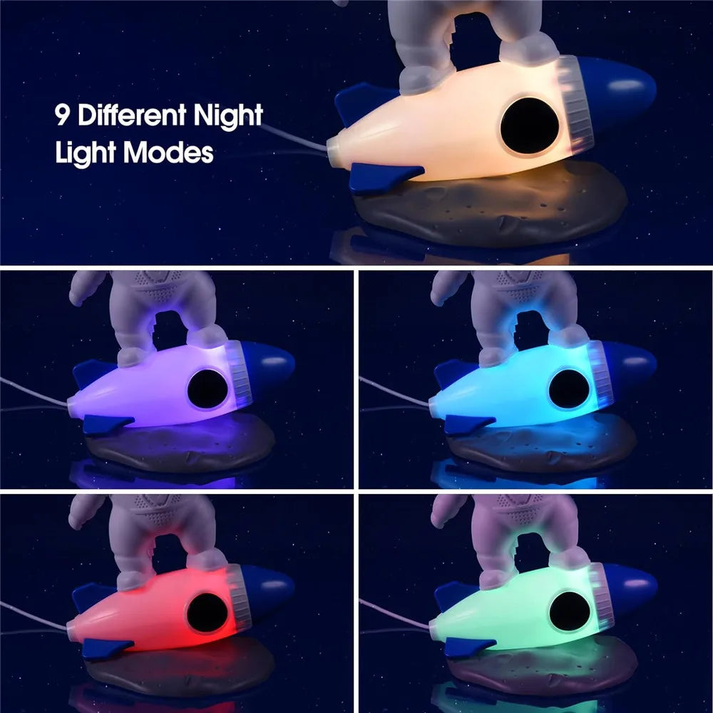 Rocket Astronaut Galaxy Projector Night Light Lamp Sky