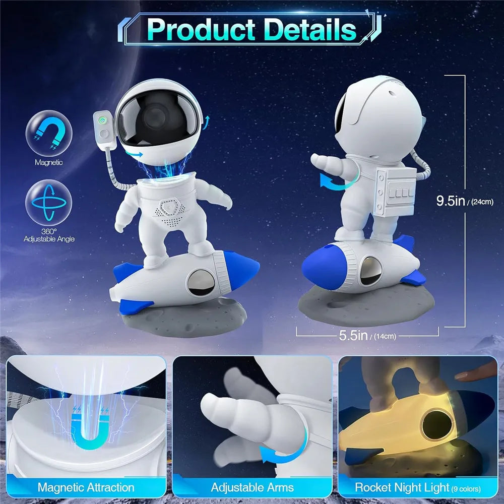 Rocket Astronaut Galaxy Projector Night Light Lamp Sky