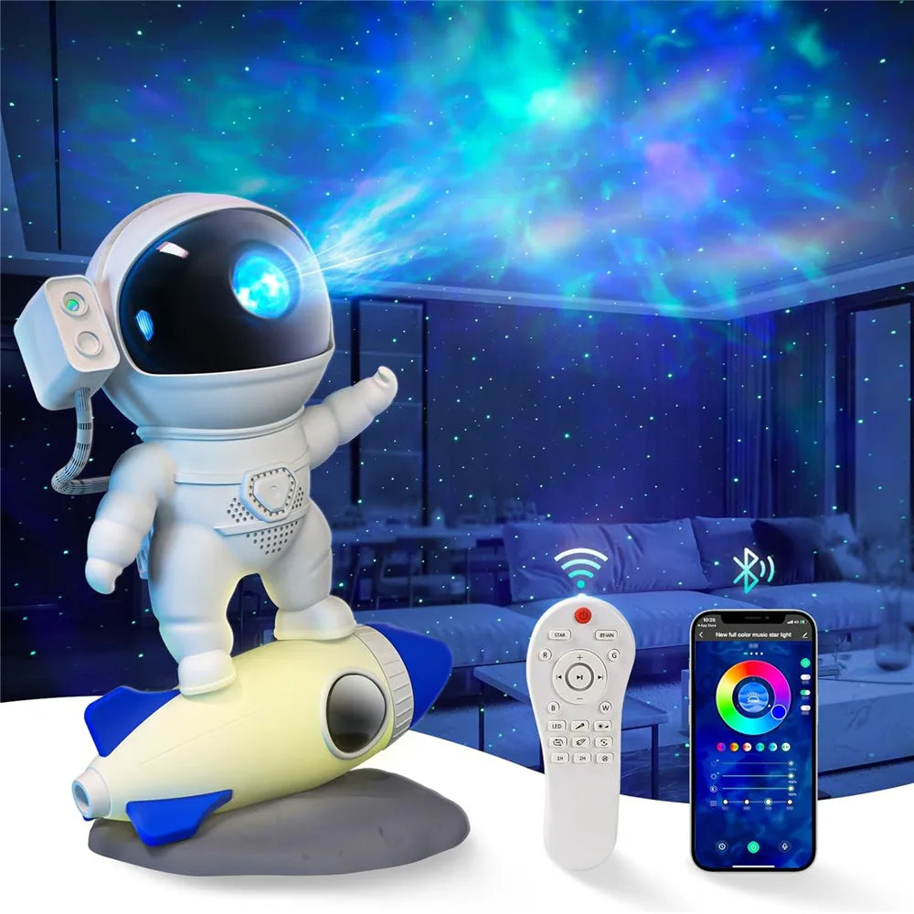 Rocket Astronaut Galaxy Projector Night Light Lamp Sky