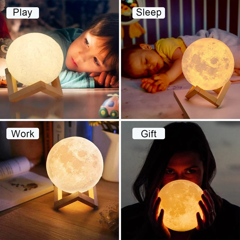 3D LED Night Light Print Moon Lamp