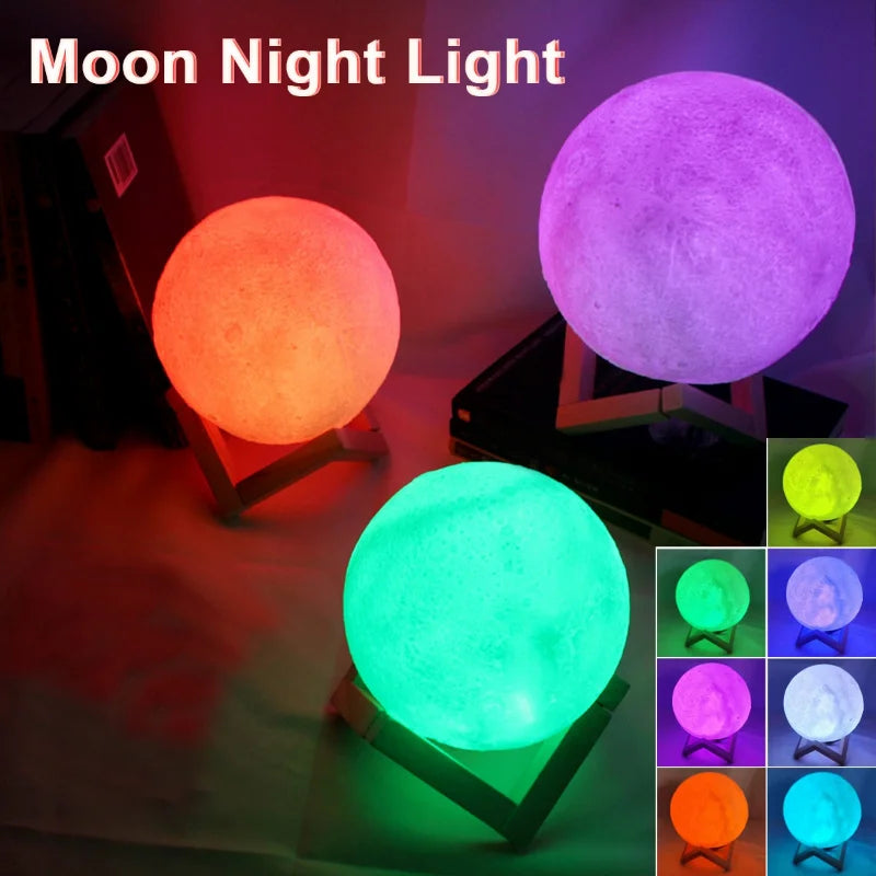 3D LED Night Light Print Moon Lamp